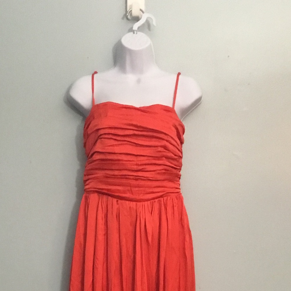 Abercrombie & Fitch Red Ruched Spaghetti-Strap Maxi Dress - Picture 2 of 16